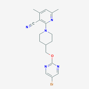 molecular formula C18H20BrN5O B6458306 2-(4-{[(5-bromopyrimidin-2-yl)oxy]methyl}piperidin-1-yl)-4,6-dimethylpyridine-3-carbonitrile CAS No. 2549008-48-0