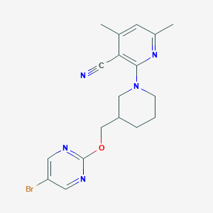 molecular formula C18H20BrN5O B6458313 2-(3-{[(5-bromopyrimidin-2-yl)oxy]methyl}piperidin-1-yl)-4,6-dimethylpyridine-3-carbonitrile CAS No. 2548982-42-7