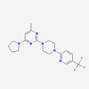 molecular formula C19H23F3N6 B6458340 4-methyl-6-(pyrrolidin-1-yl)-2-{4-[5-(trifluoromethyl)pyridin-2-yl]piperazin-1-yl}pyrimidine CAS No. 2548990-78-7
