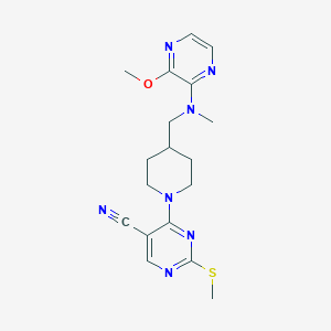 molecular formula C18H23N7OS B6458345 4-(4-{[(3-methoxypyrazin-2-yl)(methyl)amino]methyl}piperidin-1-yl)-2-(methylsulfanyl)pyrimidine-5-carbonitrile CAS No. 2548990-92-5