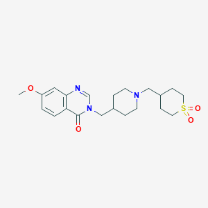 molecular formula C21H29N3O4S B6458410 4-({4-[(7-methoxy-4-oxo-3,4-dihydroquinazolin-3-yl)methyl]piperidin-1-yl}methyl)-1lambda6-thiane-1,1-dione CAS No. 2548995-56-6
