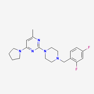 molecular formula C20H25F2N5 B6458447 2-{4-[(2,4-difluorophenyl)methyl]piperazin-1-yl}-4-methyl-6-(pyrrolidin-1-yl)pyrimidine CAS No. 2548975-73-9