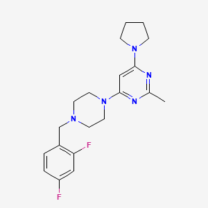 molecular formula C20H25F2N5 B6458454 4-{4-[(2,4-difluorophenyl)methyl]piperazin-1-yl}-2-methyl-6-(pyrrolidin-1-yl)pyrimidine CAS No. 2549030-81-9