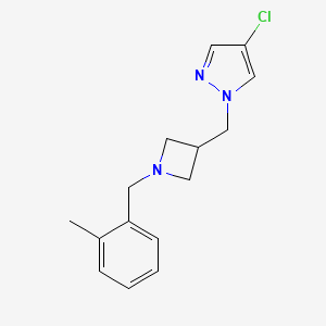 molecular formula C15H18ClN3 B6458508 4-chloro-1-({1-[(2-methylphenyl)methyl]azetidin-3-yl}methyl)-1H-pyrazole CAS No. 2548999-14-8