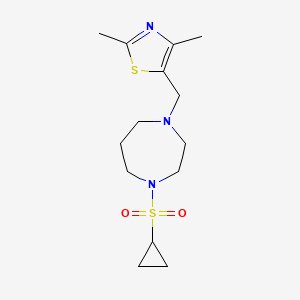 molecular formula C14H23N3O2S2 B6458661 1-(cyclopropanesulfonyl)-4-[(2,4-dimethyl-1,3-thiazol-5-yl)methyl]-1,4-diazepane CAS No. 2549022-05-9