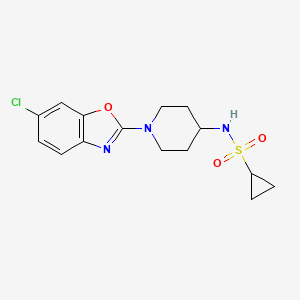 molecular formula C15H18ClN3O3S B6458670 N-[1-(6-chloro-1,3-benzoxazol-2-yl)piperidin-4-yl]cyclopropanesulfonamide CAS No. 2548979-93-5