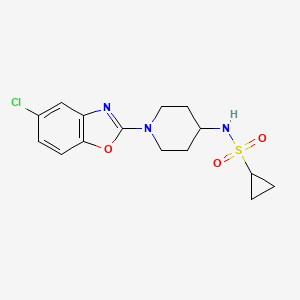 molecular formula C15H18ClN3O3S B6458671 N-[1-(5-chloro-1,3-benzoxazol-2-yl)piperidin-4-yl]cyclopropanesulfonamide CAS No. 2549065-14-5