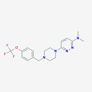 molecular formula C18H22F3N5O B6458679 N,N-dimethyl-6-(4-{[4-(trifluoromethoxy)phenyl]methyl}piperazin-1-yl)pyridazin-3-amine CAS No. 2549065-58-7