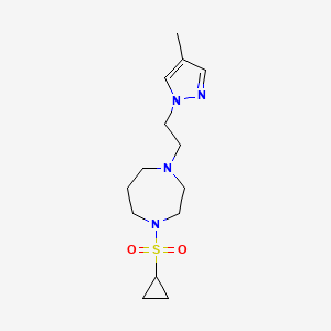 molecular formula C14H24N4O2S B6458718 1-(cyclopropanesulfonyl)-4-[2-(4-methyl-1H-pyrazol-1-yl)ethyl]-1,4-diazepane CAS No. 2548980-49-8