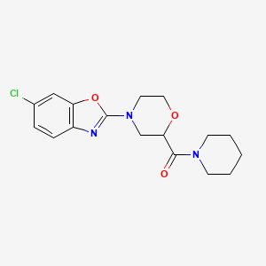 molecular formula C17H20ClN3O3 B6458735 6-chloro-2-[2-(piperidine-1-carbonyl)morpholin-4-yl]-1,3-benzoxazole CAS No. 2548986-61-2