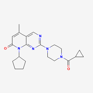 molecular formula C21H27N5O2 B6458739 8-cyclopentyl-2-(4-cyclopropanecarbonylpiperazin-1-yl)-5-methyl-7H,8H-pyrido[2,3-d]pyrimidin-7-one CAS No. 2549065-54-3