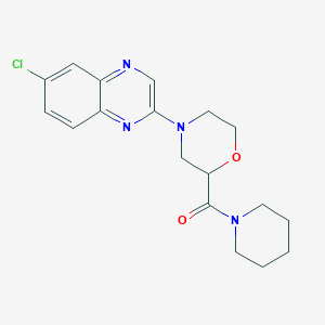 molecular formula C18H21ClN4O2 B6458763 6-chloro-2-[2-(piperidine-1-carbonyl)morpholin-4-yl]quinoxaline CAS No. 2548995-04-4