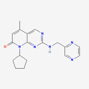 molecular formula C18H20N6O B6458769 8-cyclopentyl-5-methyl-2-{[(pyrazin-2-yl)methyl]amino}-7H,8H-pyrido[2,3-d]pyrimidin-7-one CAS No. 2549006-82-6