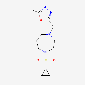 molecular formula C12H20N4O3S B6458784 1-(cyclopropanesulfonyl)-4-[(5-methyl-1,3,4-oxadiazol-2-yl)methyl]-1,4-diazepane CAS No. 2549036-39-5