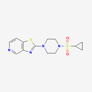 molecular formula C13H16N4O2S2 B6458786 1-(cyclopropanesulfonyl)-4-{[1,3]thiazolo[4,5-c]pyridin-2-yl}piperazine CAS No. 2549027-34-9