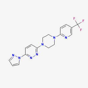molecular formula C17H16F3N7 B6458791 3-(1H-pyrazol-1-yl)-6-{4-[5-(trifluoromethyl)pyridin-2-yl]piperazin-1-yl}pyridazine CAS No. 2549027-33-8