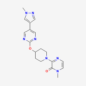 molecular formula C18H21N7O2 B6458799 1-methyl-3-(4-{[5-(1-methyl-1H-pyrazol-4-yl)pyrimidin-2-yl]oxy}piperidin-1-yl)-1,2-dihydropyrazin-2-one CAS No. 2548985-73-3