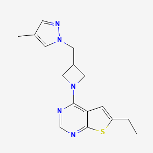 molecular formula C16H19N5S B6458811 1-[(1-{6-ethylthieno[2,3-d]pyrimidin-4-yl}azetidin-3-yl)methyl]-4-methyl-1H-pyrazole CAS No. 2549048-46-4