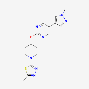molecular formula C16H19N7OS B6458819 2-{[1-(5-methyl-1,3,4-thiadiazol-2-yl)piperidin-4-yl]oxy}-5-(1-methyl-1H-pyrazol-4-yl)pyrimidine CAS No. 2549016-91-1