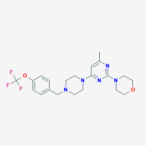 molecular formula C21H26F3N5O2 B6458855 4-[4-methyl-6-(4-{[4-(trifluoromethoxy)phenyl]methyl}piperazin-1-yl)pyrimidin-2-yl]morpholine CAS No. 2549029-60-7