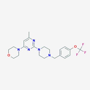 molecular formula C21H26F3N5O2 B6458861 4-[6-methyl-2-(4-{[4-(trifluoromethoxy)phenyl]methyl}piperazin-1-yl)pyrimidin-4-yl]morpholine CAS No. 2548977-80-4