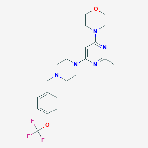 molecular formula C21H26F3N5O2 B6458866 4-[2-methyl-6-(4-{[4-(trifluoromethoxy)phenyl]methyl}piperazin-1-yl)pyrimidin-4-yl]morpholine CAS No. 2549000-03-3