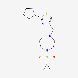 molecular formula C17H27N3O2S2 B6458873 1-[(2-cyclopentyl-1,3-thiazol-4-yl)methyl]-4-(cyclopropanesulfonyl)-1,4-diazepane CAS No. 2549029-65-2