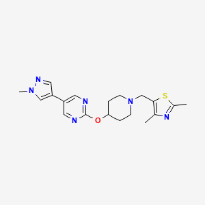 molecular formula C19H24N6OS B6458896 2-({1-[(2,4-dimethyl-1,3-thiazol-5-yl)methyl]piperidin-4-yl}oxy)-5-(1-methyl-1H-pyrazol-4-yl)pyrimidine CAS No. 2549007-14-7