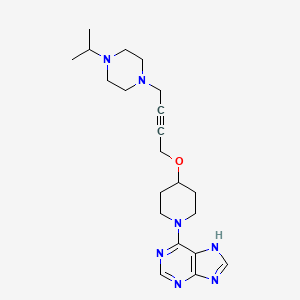 molecular formula C21H31N7O B6458902 6-[4-({4-[4-(propan-2-yl)piperazin-1-yl]but-2-yn-1-yl}oxy)piperidin-1-yl]-9H-purine CAS No. 2549036-19-1