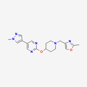 molecular formula C18H22N6O2 B6458911 2-({1-[(2-methyl-1,3-oxazol-4-yl)methyl]piperidin-4-yl}oxy)-5-(1-methyl-1H-pyrazol-4-yl)pyrimidine CAS No. 2549056-34-8