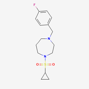 molecular formula C15H21FN2O2S B6458912 1-(cyclopropanesulfonyl)-4-[(4-fluorophenyl)methyl]-1,4-diazepane CAS No. 2548990-89-0