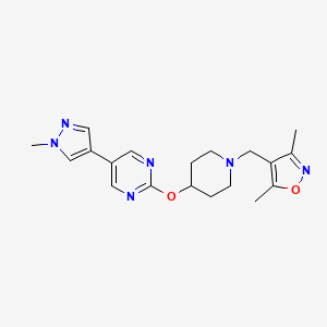 molecular formula C19H24N6O2 B6458915 2-({1-[(3,5-dimethyl-1,2-oxazol-4-yl)methyl]piperidin-4-yl}oxy)-5-(1-methyl-1H-pyrazol-4-yl)pyrimidine CAS No. 2549017-49-2
