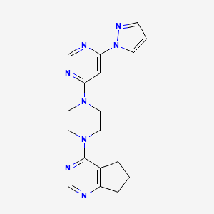 molecular formula C18H20N8 B6458922 4-(4-{5H,6H,7H-cyclopenta[d]pyrimidin-4-yl}piperazin-1-yl)-6-(1H-pyrazol-1-yl)pyrimidine CAS No. 2548989-39-3