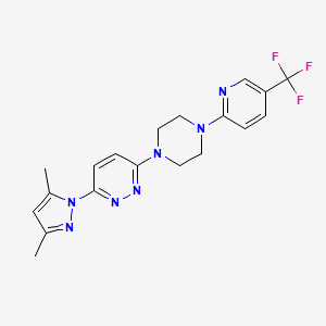 molecular formula C19H20F3N7 B6458928 3-(3,5-dimethyl-1H-pyrazol-1-yl)-6-{4-[5-(trifluoromethyl)pyridin-2-yl]piperazin-1-yl}pyridazine CAS No. 2549062-63-5