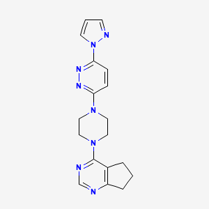 molecular formula C18H20N8 B6458936 3-(4-{5H,6H,7H-cyclopenta[d]pyrimidin-4-yl}piperazin-1-yl)-6-(1H-pyrazol-1-yl)pyridazine CAS No. 2549054-10-4