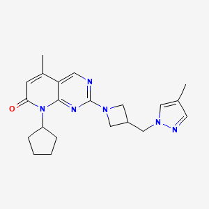 molecular formula C21H26N6O B6458966 8-cyclopentyl-5-methyl-2-{3-[(4-methyl-1H-pyrazol-1-yl)methyl]azetidin-1-yl}-7H,8H-pyrido[2,3-d]pyrimidin-7-one CAS No. 2549024-59-9