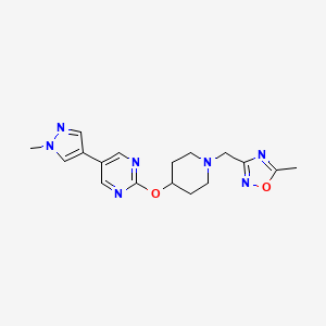 molecular formula C17H21N7O2 B6458980 2-({1-[(5-methyl-1,2,4-oxadiazol-3-yl)methyl]piperidin-4-yl}oxy)-5-(1-methyl-1H-pyrazol-4-yl)pyrimidine CAS No. 2549054-89-7
