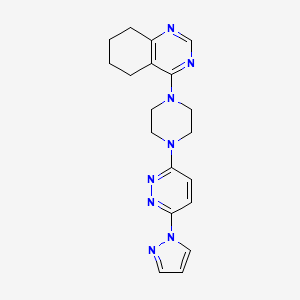 molecular formula C19H22N8 B6458981 4-{4-[6-(1H-pyrazol-1-yl)pyridazin-3-yl]piperazin-1-yl}-5,6,7,8-tetrahydroquinazoline CAS No. 2549016-94-4