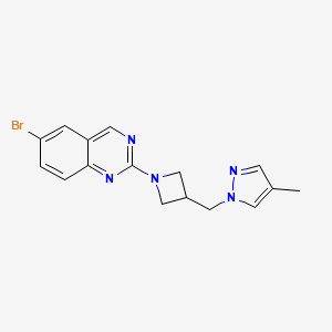 molecular formula C16H16BrN5 B6458983 6-bromo-2-{3-[(4-methyl-1H-pyrazol-1-yl)methyl]azetidin-1-yl}quinazoline CAS No. 2549051-21-8
