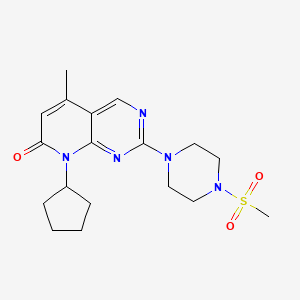 molecular formula C18H25N5O3S B6458995 8-cyclopentyl-2-(4-methanesulfonylpiperazin-1-yl)-5-methyl-7H,8H-pyrido[2,3-d]pyrimidin-7-one CAS No. 2548981-65-1