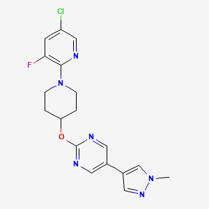 molecular formula C18H18ClFN6O B6458997 2-{[1-(5-chloro-3-fluoropyridin-2-yl)piperidin-4-yl]oxy}-5-(1-methyl-1H-pyrazol-4-yl)pyrimidine CAS No. 2549010-99-1