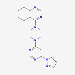molecular formula C19H22N8 B6458998 4-{4-[6-(1H-pyrazol-1-yl)pyrimidin-4-yl]piperazin-1-yl}-5,6,7,8-tetrahydroquinazoline CAS No. 2549027-70-3