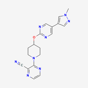 molecular formula C18H18N8O B6459034 3-(4-{[5-(1-methyl-1H-pyrazol-4-yl)pyrimidin-2-yl]oxy}piperidin-1-yl)pyrazine-2-carbonitrile CAS No. 2548981-80-0