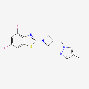molecular formula C15H14F2N4S B6459041 4,6-difluoro-2-{3-[(4-methyl-1H-pyrazol-1-yl)methyl]azetidin-1-yl}-1,3-benzothiazole CAS No. 2549054-92-2