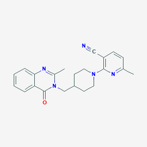 molecular formula C22H23N5O B6459076 6-methyl-2-{4-[(2-methyl-4-oxo-3,4-dihydroquinazolin-3-yl)methyl]piperidin-1-yl}pyridine-3-carbonitrile CAS No. 2549008-76-4