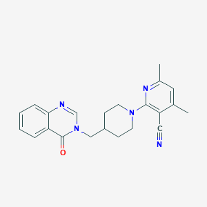 molecular formula C22H23N5O B6459097 4,6-dimethyl-2-{4-[(4-oxo-3,4-dihydroquinazolin-3-yl)methyl]piperidin-1-yl}pyridine-3-carbonitrile CAS No. 2549064-50-6