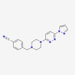 molecular formula C19H19N7 B6459119 4-({4-[6-(1H-pyrazol-1-yl)pyridazin-3-yl]piperazin-1-yl}methyl)benzonitrile CAS No. 2548998-42-9