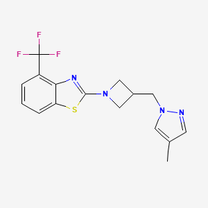 molecular formula C16H15F3N4S B6459129 2-{3-[(4-methyl-1H-pyrazol-1-yl)methyl]azetidin-1-yl}-4-(trifluoromethyl)-1,3-benzothiazole CAS No. 2548998-27-0