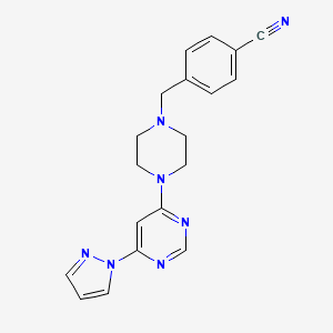 molecular formula C19H19N7 B6459136 4-({4-[6-(1H-pyrazol-1-yl)pyrimidin-4-yl]piperazin-1-yl}methyl)benzonitrile CAS No. 2549009-84-7