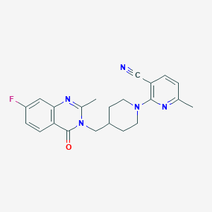 molecular formula C22H22FN5O B6459167 2-{4-[(7-fluoro-2-methyl-4-oxo-3,4-dihydroquinazolin-3-yl)methyl]piperidin-1-yl}-6-methylpyridine-3-carbonitrile CAS No. 2549037-22-9